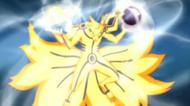 Naruto using the Six Paths: Ultra-Big Ball Rasenshuriken in the Kurama avatar in 'Naruto Shippuden' (Image via Studio Pierrot)
